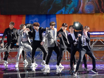 La actuación del grupo de K-pop BTS en el programa 'Good Morning America', en Nueva York en mayo de 2019.