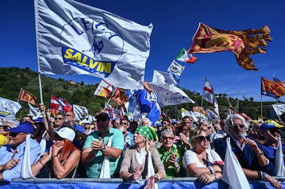 Seguidores de la Liga, el domingo en Pontida.