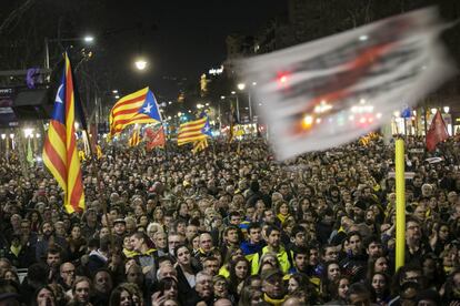 Manifestación en el Paseo de Gracia para pedir la liberacion de los politicos catalanes.