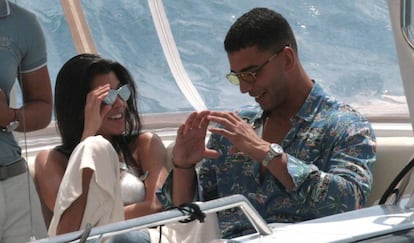 Kourtney Kardashian y Younes Bendjima, este mi&eacute;rcoles en Cannes.