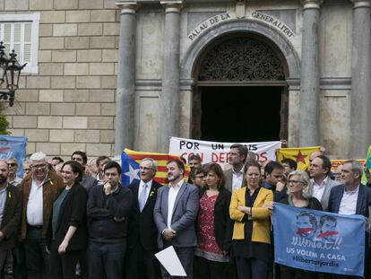 Concentracion en la Plaza Sant jaume en apoyo a los mimbros del Gobierno de la Generalitat de Cataluña.