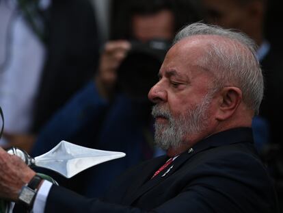El presidente Lula, este martes en la ceremonia de celebración del Día del Ejército, en Brasilia.