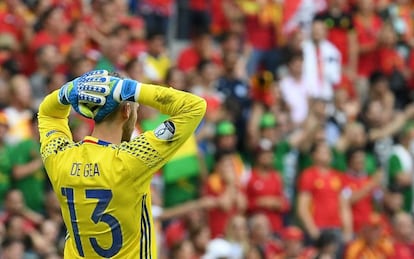 De Gea durante el partido de Italia.