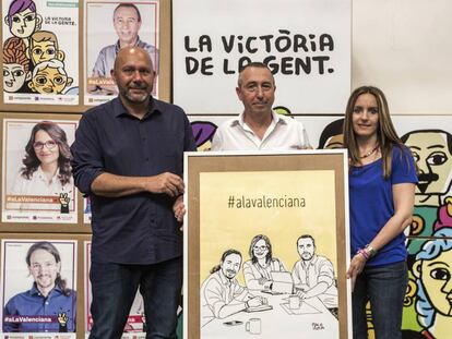 Ricardo Sixto, Joan Baldoví y Àngela Ballester presentan el cartel realizado por Paco Roca.