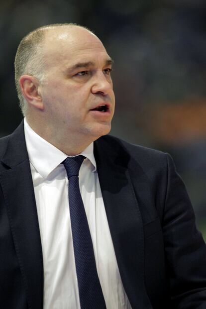 Pablo Laso durante el partido entre Real Madrid y Fuenlabrada.