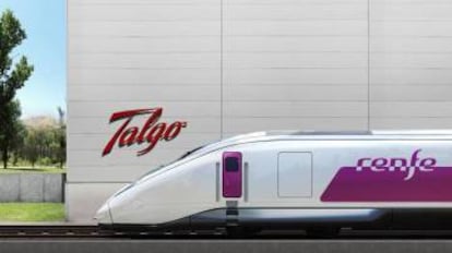 Modelo de alta velocidad Avril ante la factoría de Talgo.