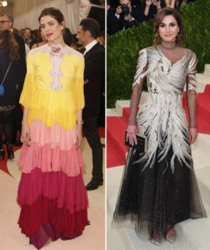 Carlota Casiraghi y Rania de Jordania, en la alfombra roja de la gala en el Museo Metropolitano de Nueva York.