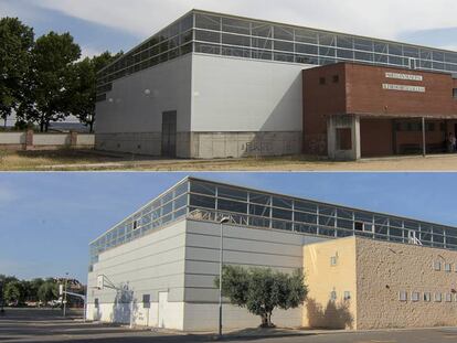 Polideportivos en Talavera la Nueva (arriba) y Yuncos, en Toledo.