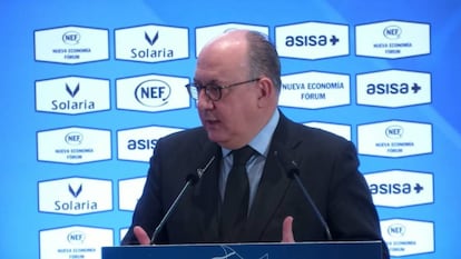 El presidenta de la AEB, José María Roldán, durante un desayuno informativo organizado por Nueva Economía Fórum