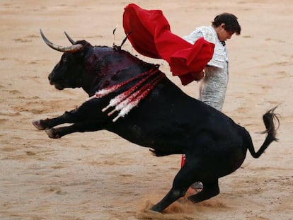 Roca Rey, este miércoles, en la Feria de San Fermín.