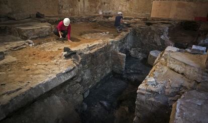 Aspecto de las excavaciones arqueol&oacute;gicas realizadas en el interior de la Seca de Barcelona.