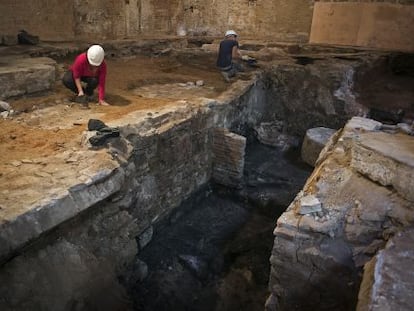 Aspecto de las excavaciones arqueol&oacute;gicas realizadas en el interior de la Seca de Barcelona.