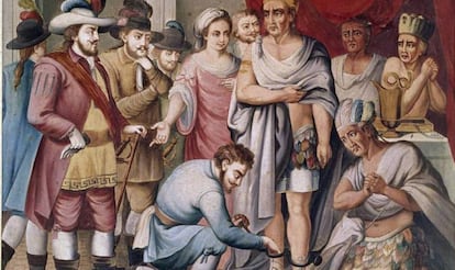 'Prendimiento de Moctezuma por Hernán Cortés' (1783-1800), óleo anónimo.