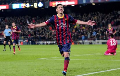 Messi celebra uno de sus goles