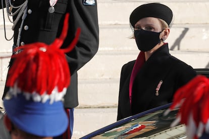 Charlène de Mónaco, con un estilismo muy sobrio el Día Nacional de Mónaco el pasado noviembre.