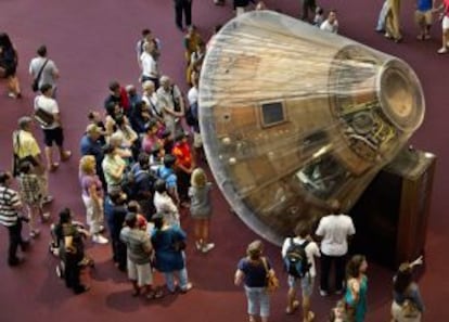 El m&oacute;dulo Columbia en que volvieron a la Tierra los astronautas del Apollo 11.