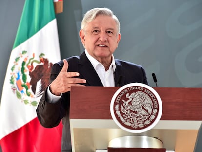 López Obrador, durante la conferencia de este lunes en Veracruz.