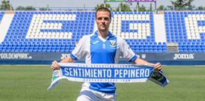 Javier Eraso, durante su presentación como jugador del Leganés