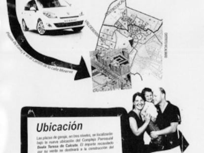 Anuncio de las plazas de aparcamiento que ofertaba el Arzobispado.