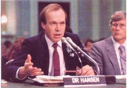 Hansen, el 23 de junio de 1988, en el Senado.