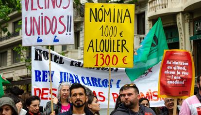 Protesta contra el alza de los precios de los alquileres en Barcelona, en mayo de 2018.