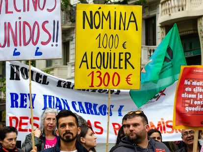 Protesta contra el alza de los precios de los alquileres en Barcelona, en mayo de 2018.