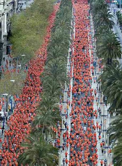 Miles de corredores a su paso por el paseo de Colón.