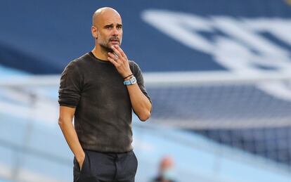 Guardiola, este domingo durante el Manchester City-Leicester.