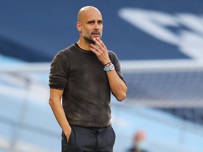 Guardiola, este domingo durante el Manchester City-Leicester.