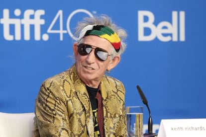 Keith Richards na apresentação de seu documentário em Toronto.