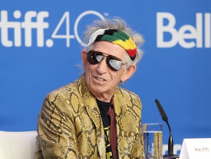 Keith Richards na apresentação de seu documentário em Toronto.