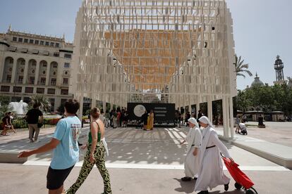 Imagen exterior del Àgora València, que este jueves ha sido inaugurada y abierta al público como pabellón de València Capital Mundial del Diseño 2022.