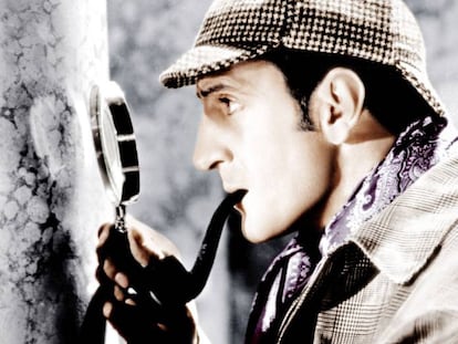 Basil Rathbone en el papel de Holmes.