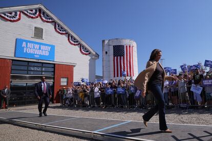 Kamala Harris, antes de su intervención en North Hampton, New Hampshire, este miércoles.