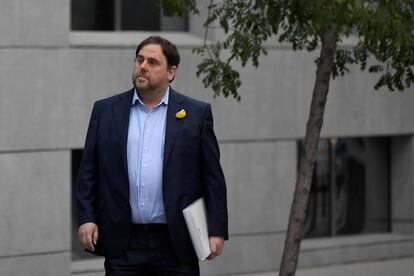 Oriol Junqueras, este jueves a su llegada a la Audiencia Nacional.