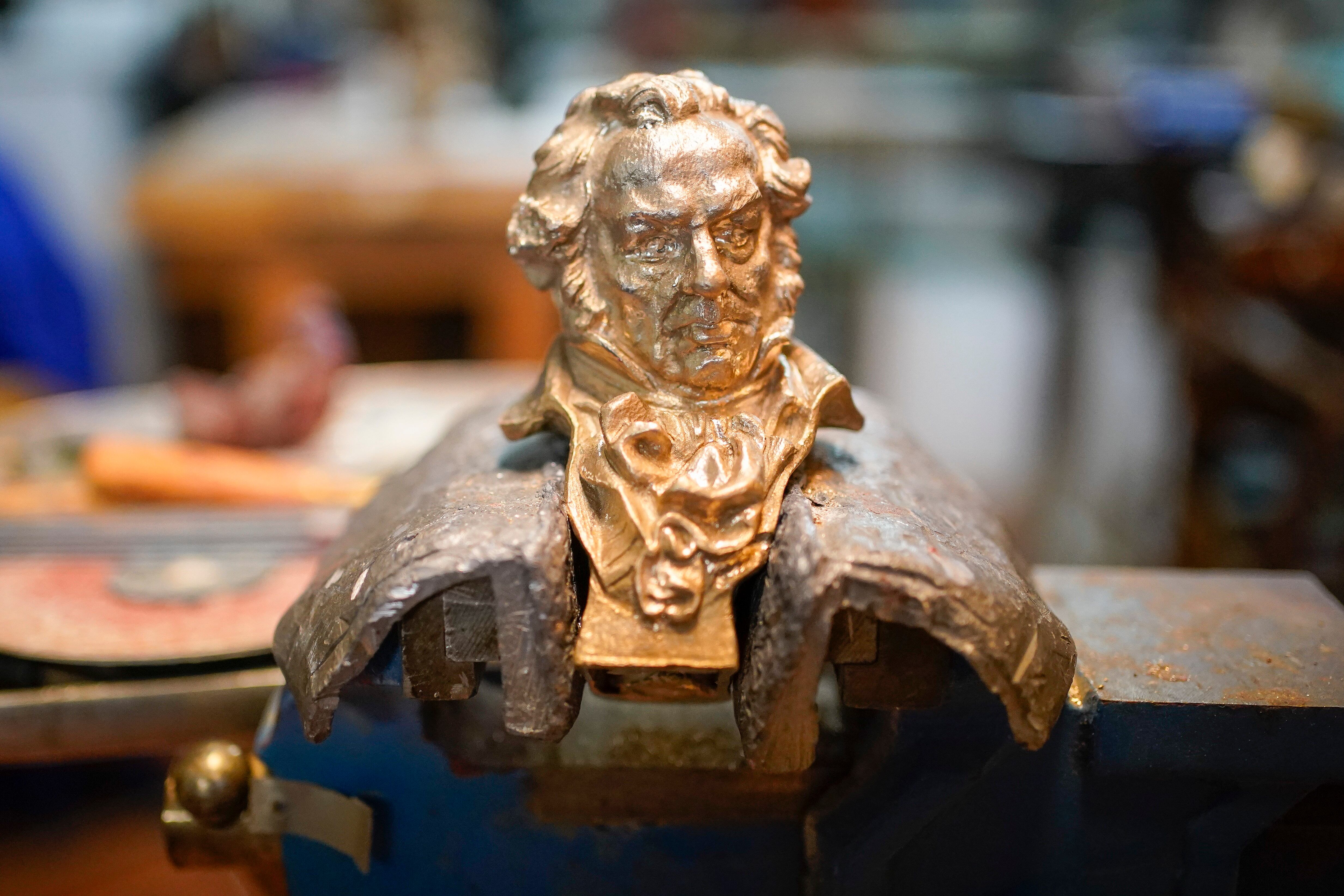 Una figura de Goya en el taller del escultor José Luis Fernández en Madrid. 