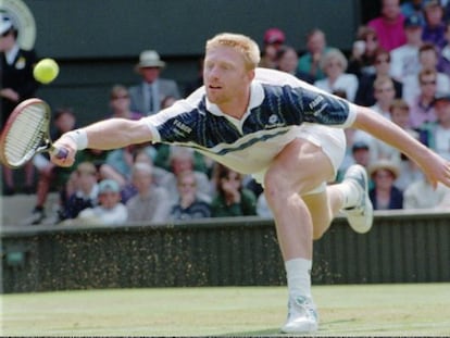 Boris Becker, en la final del torneo de Wimbledon de 1995, en la que perdió ante Pete Sampras.