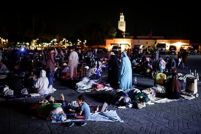 Hundreds of people sought refuge in Jemaa el-Fnaa square after the earthquake.