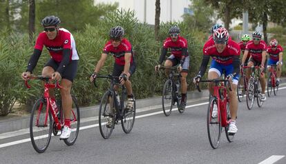 Indurain entrenándose en Collserola.