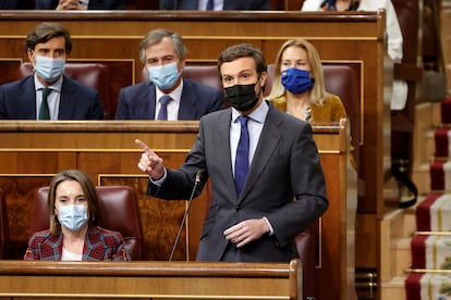 Pablo Casado, en el Congreso de los diputados, este miércoles.