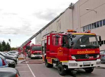 El almacen incendiado en Getafe