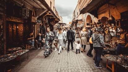 Puestos del zoco de Marrakech.