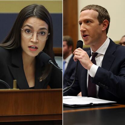 Ocasio-Cortez y Mark Zuckerberg durante la sesión.