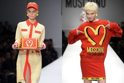 El diseñador Jeremy Scott, actual director creativo de Moschino, se estrenaba en 2014 al frente de la firma de moda italiana en la Semana de la Moda de Milán con un primer desfile plagado de referencias a la comida rápida, en el que el logo de McDonald's aparecía impreso en bolsos, vestidos, jerséis y abrigos.