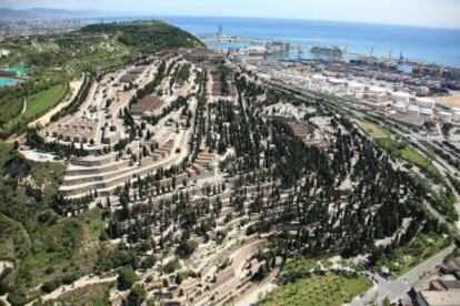 Una vista aérea del cementerio de Montjuïc, en Barcelona.