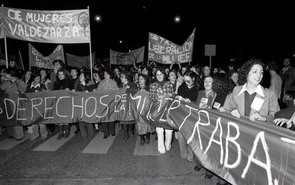 Manifestación en Madrid del Día Internacional de la Mujer, el 8 de marzo de 1978, bajo el lema "Por un puesto de trabajo sin discriminación".