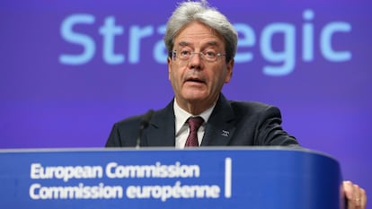 El comisario europeo de Economía, Paolo Gentiloni, en una rueda de prensa el 29 de mayo.