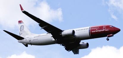 Uno de los aviones Boeing 737-800 de Norwegian. 