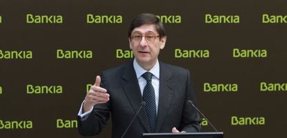 El presiente de Bankia, José Ignacio Goirigolzarri, en la presentación de resultados de este sábado.