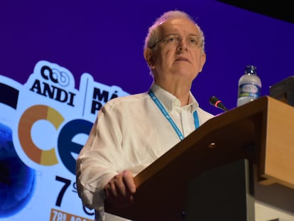 El ministro de Hacienda, José Antonio Ocampo, en el séptimo congreso empresarial colombiano, en Cartagena, el 11 de agosto de 2022.